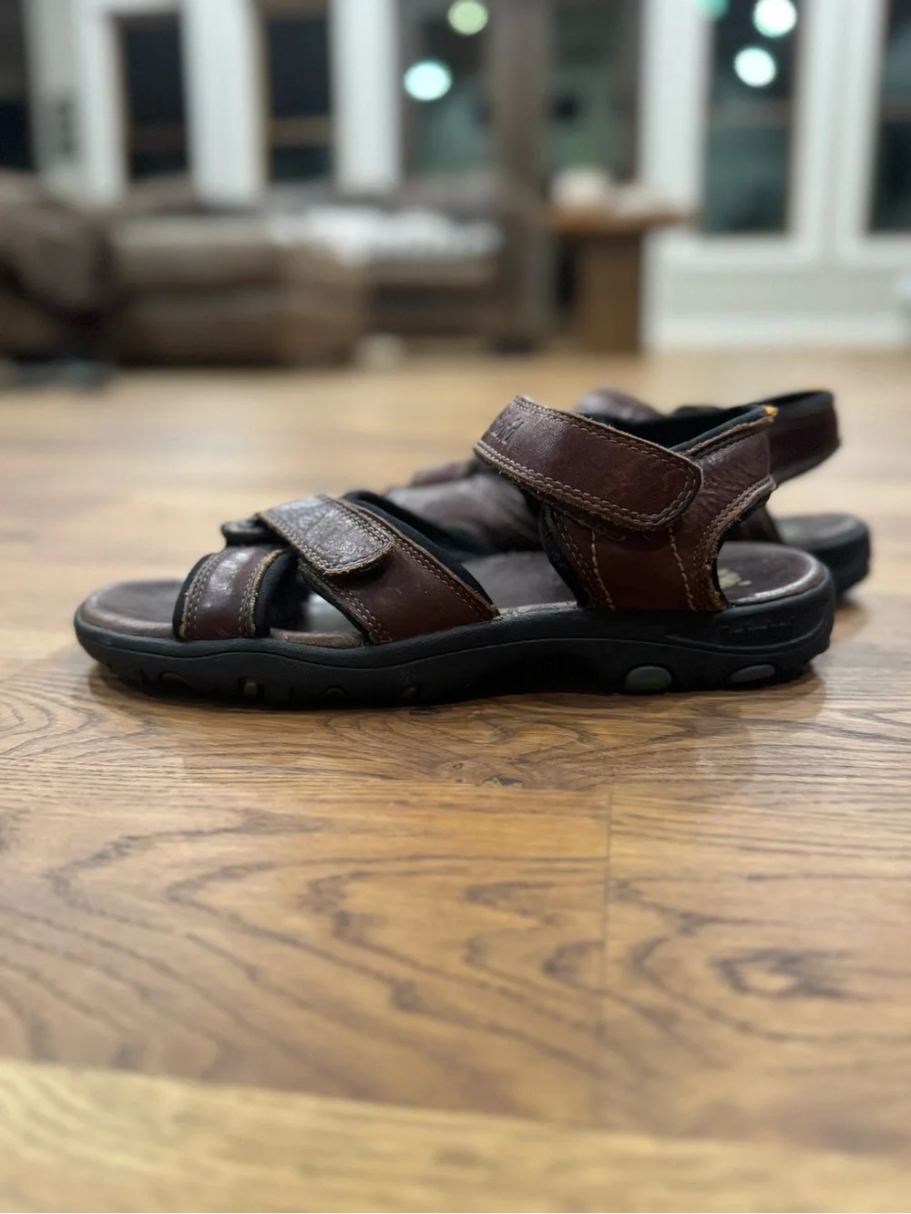 Timberland Dark Brown Leather Adjustable Strap Sandals